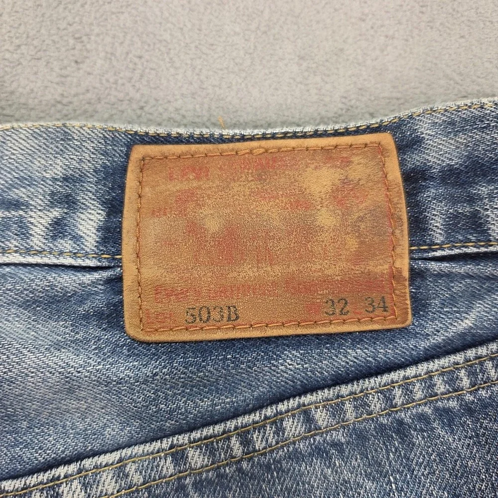 Vintage Levis 503B Jeans‎ Mens Blue Acid Wash Cropped Button Fly Fits 30x23